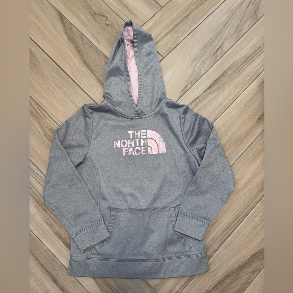 The North Face Kids Gray and Pink Hoodie